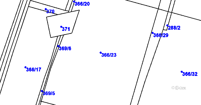 Parcela st. 366/23 v KÚ Raškovice, Katastrální mapa