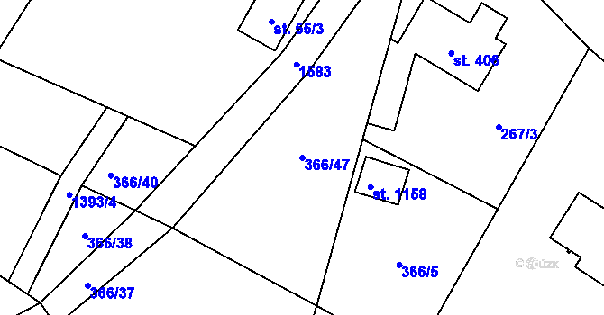 Parcela st. 366/47 v KÚ Raškovice, Katastrální mapa