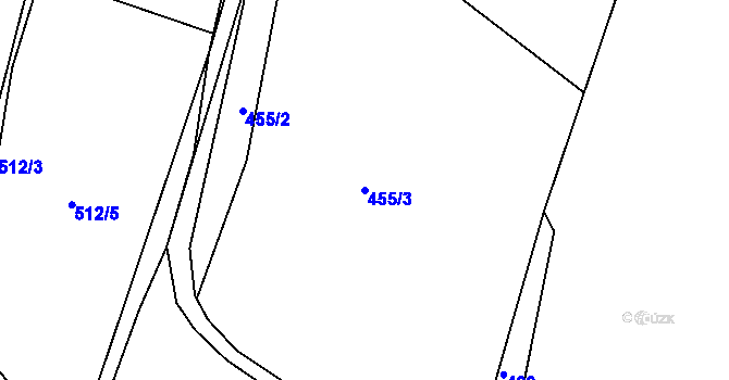 Parcela st. 455/3 v KÚ Raškovice, Katastrální mapa