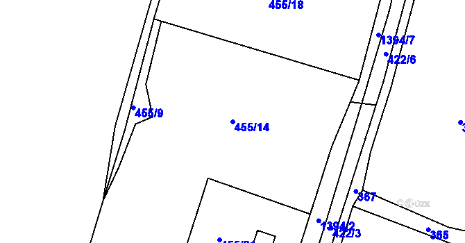 Parcela st. 455/14 v KÚ Raškovice, Katastrální mapa