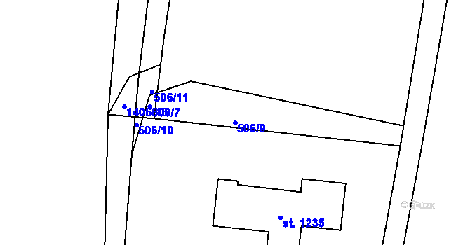 Parcela st. 506/9 v KÚ Raškovice, Katastrální mapa