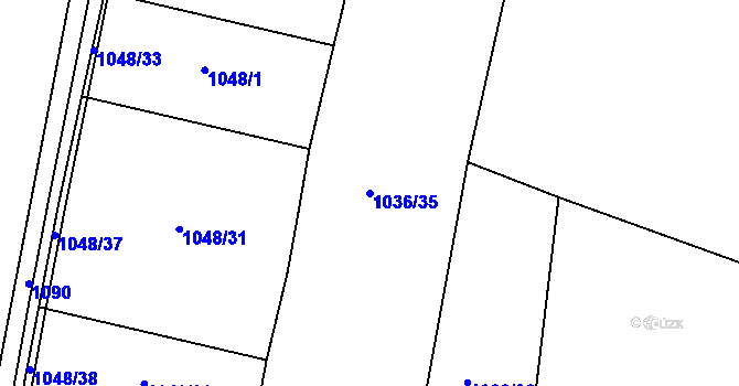 Parcela st. 1036/35 v KÚ Raškovice, Katastrální mapa