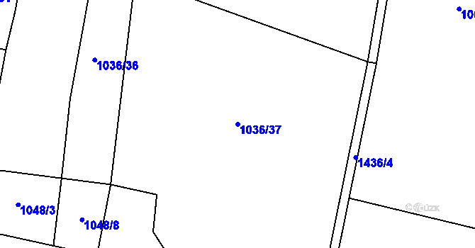 Parcela st. 1036/37 v KÚ Raškovice, Katastrální mapa