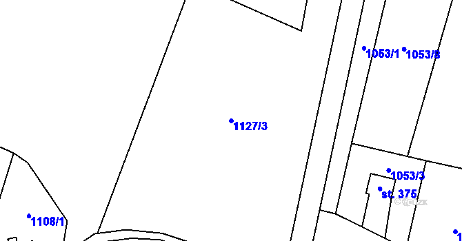 Parcela st. 1127/3 v KÚ Raškovice, Katastrální mapa