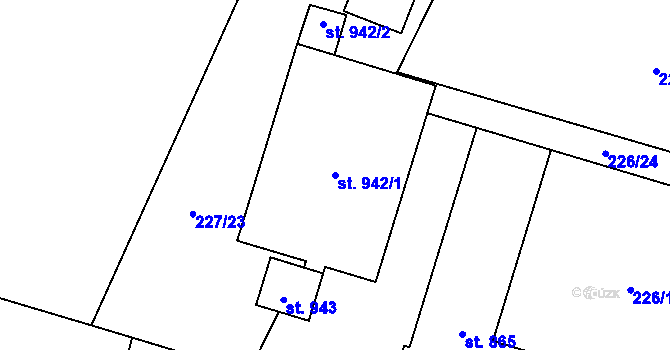 Parcela st. 942/1 v KÚ Raškovice, Katastrální mapa