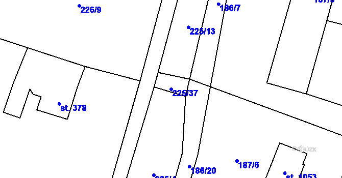 Parcela st. 225/37 v KÚ Raškovice, Katastrální mapa