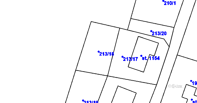 Parcela st. 213/18 v KÚ Raškovice, Katastrální mapa