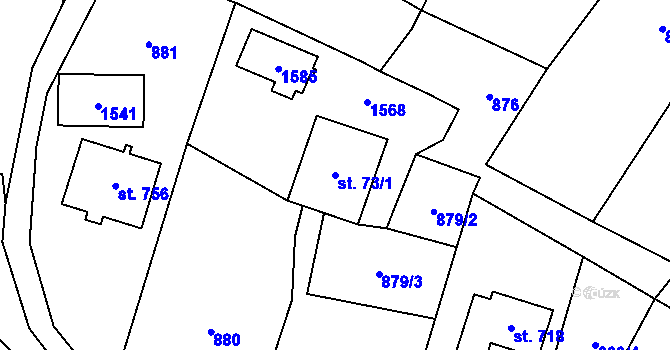 Parcela st. 73/1 v KÚ Raškovice, Katastrální mapa