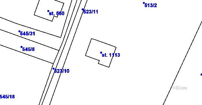 Parcela st. 1113 v KÚ Raškovice, Katastrální mapa