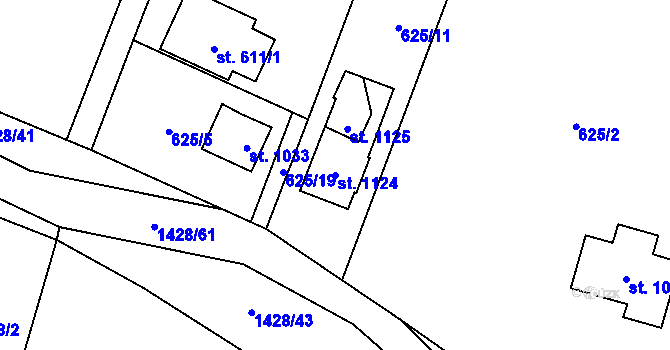 Parcela st. 1124 v KÚ Raškovice, Katastrální mapa