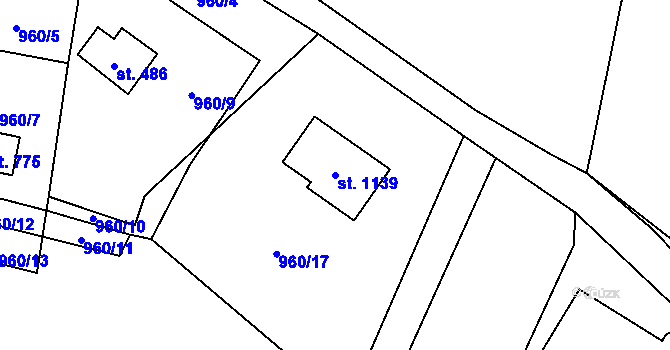 Parcela st. 1139 v KÚ Raškovice, Katastrální mapa