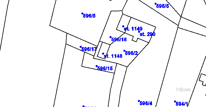 Parcela st. 1148 v KÚ Raškovice, Katastrální mapa