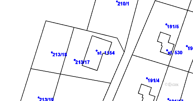 Parcela st. 1154 v KÚ Raškovice, Katastrální mapa