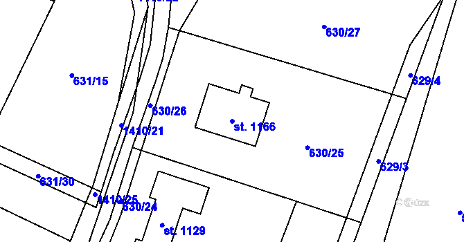 Parcela st. 1166 v KÚ Raškovice, Katastrální mapa