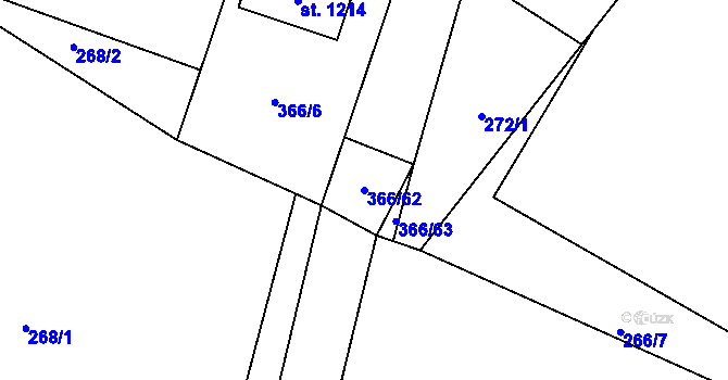 Parcela st. 366/62 v KÚ Raškovice, Katastrální mapa