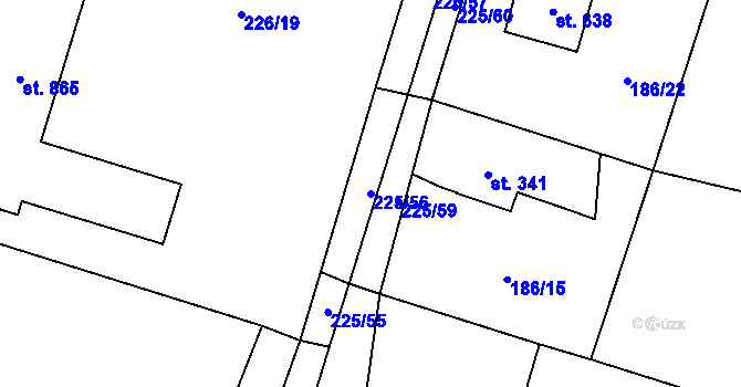 Parcela st. 225/56 v KÚ Raškovice, Katastrální mapa