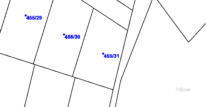 Parcela st. 455/31 v KÚ Raškovice, Katastrální mapa