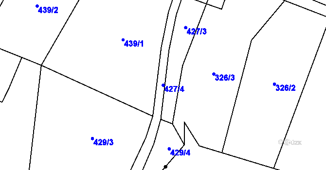Parcela st. 427/4 v KÚ Raškovice, Katastrální mapa