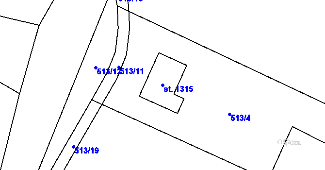 Parcela st. 1315 v KÚ Raškovice, Katastrální mapa