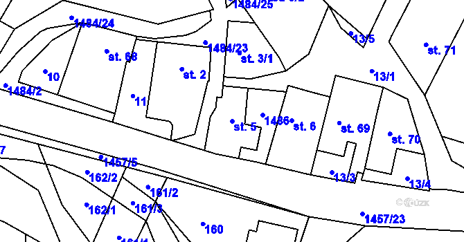 Parcela st. 5 v KÚ Rašov, Katastrální mapa