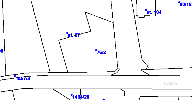 Parcela st. 76/2 v KÚ Rašov, Katastrální mapa