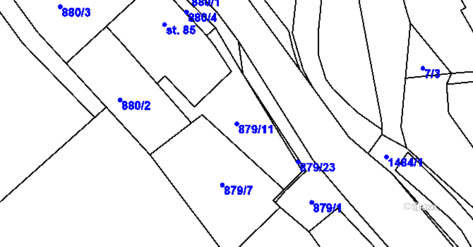 Parcela st. 879/11 v KÚ Rašov, Katastrální mapa