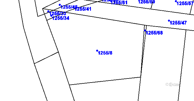 Parcela st. 1255/8 v KÚ Rašov, Katastrální mapa