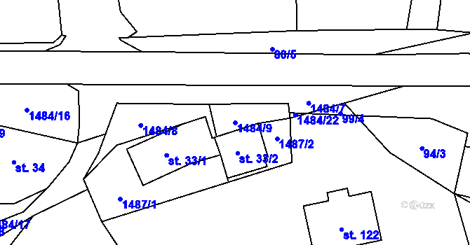 Parcela st. 1484/9 v KÚ Rašov, Katastrální mapa