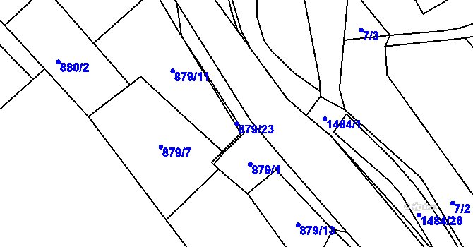 Parcela st. 879/23 v KÚ Rašov, Katastrální mapa