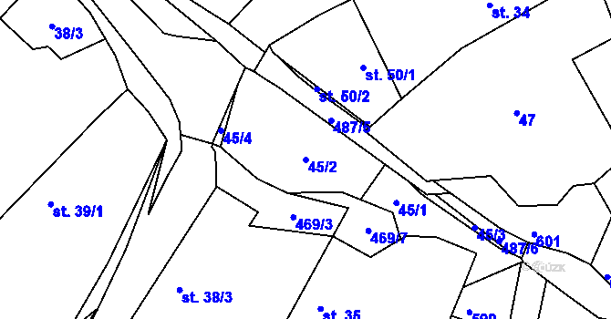 Parcela st. 45/2 v KÚ Mančice u Rašovic, Katastrální mapa