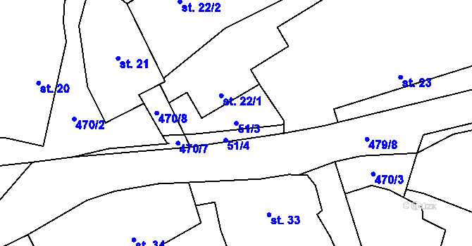Parcela st. 51/3 v KÚ Mančice u Rašovic, Katastrální mapa