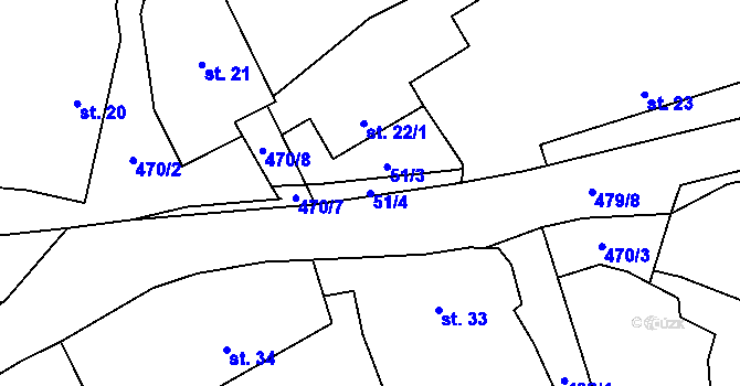 Parcela st. 51/4 v KÚ Mančice u Rašovic, Katastrální mapa