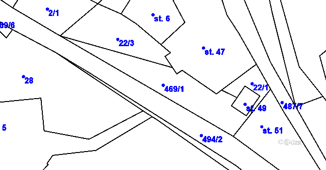 Parcela st. 469/1 v KÚ Mančice u Rašovic, Katastrální mapa