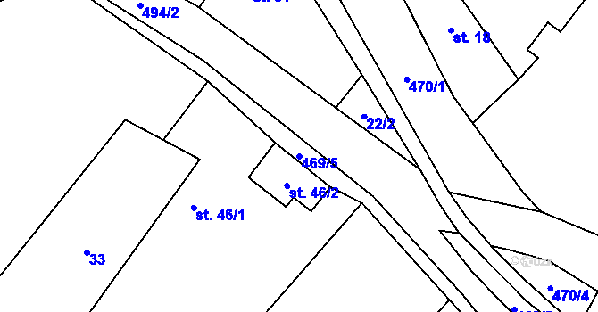 Parcela st. 469/5 v KÚ Mančice u Rašovic, Katastrální mapa