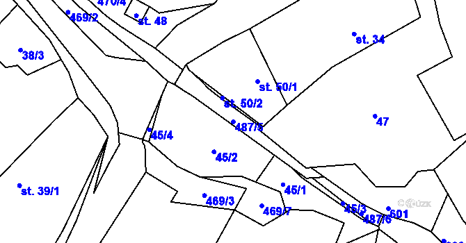 Parcela st. 487/5 v KÚ Mančice u Rašovic, Katastrální mapa