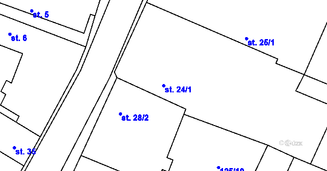 Parcela st. 24/1 v KÚ Rašovice u Nymburka, Katastrální mapa