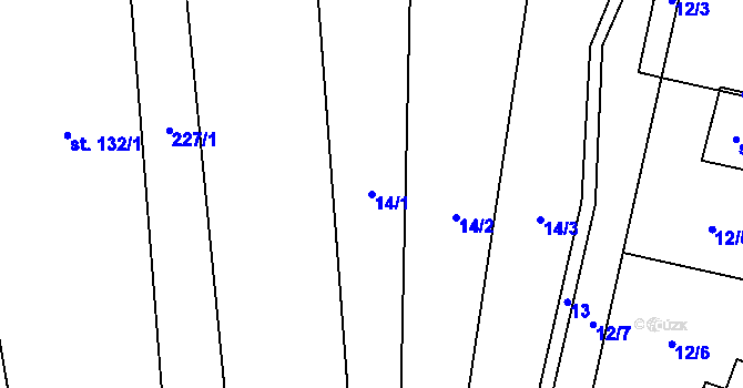 Parcela st. 14/1 v KÚ Rašovice u Nymburka, Katastrální mapa
