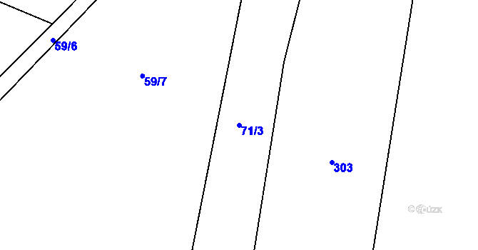 Parcela st. 71/3 v KÚ Rašovice u Nymburka, Katastrální mapa