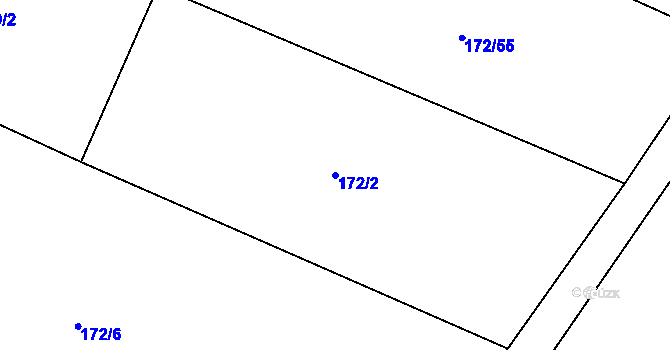 Parcela st. 172/2 v KÚ Rašovice u Nymburka, Katastrální mapa