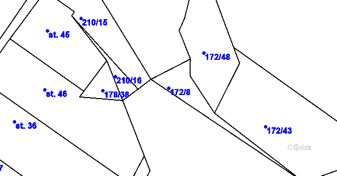 Parcela st. 172/8 v KÚ Rašovice u Nymburka, Katastrální mapa