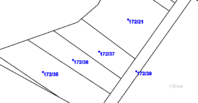 Parcela st. 172/37 v KÚ Rašovice u Nymburka, Katastrální mapa