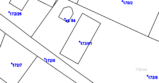 Parcela st. 172/41 v KÚ Rašovice u Nymburka, Katastrální mapa