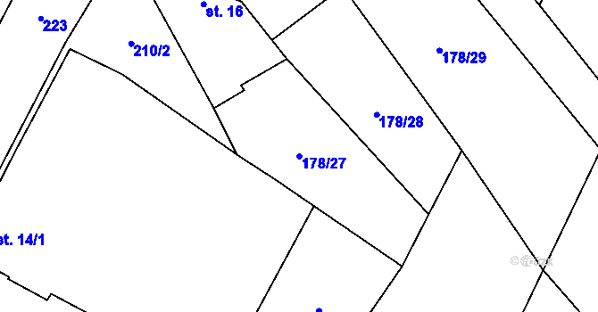 Parcela st. 178/27 v KÚ Rašovice u Nymburka, Katastrální mapa