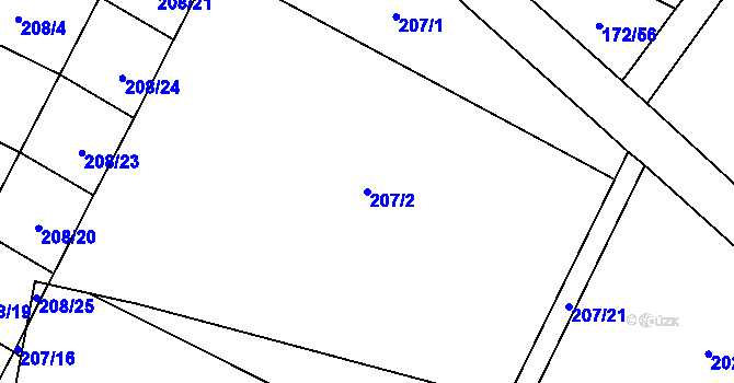 Parcela st. 207/2 v KÚ Rašovice u Nymburka, Katastrální mapa