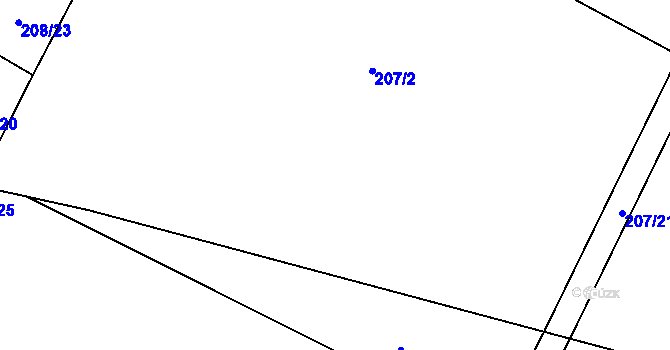 Parcela st. 207/4 v KÚ Rašovice u Nymburka, Katastrální mapa