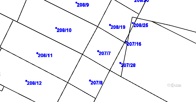 Parcela st. 207/7 v KÚ Rašovice u Nymburka, Katastrální mapa