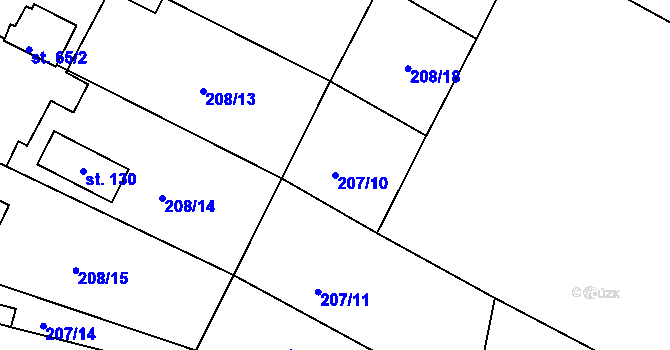 Parcela st. 207/10 v KÚ Rašovice u Nymburka, Katastrální mapa