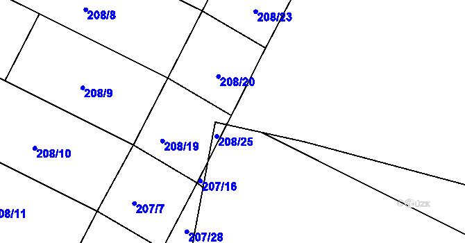 Parcela st. 207/17 v KÚ Rašovice u Nymburka, Katastrální mapa