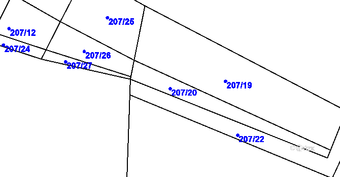 Parcela st. 207/20 v KÚ Rašovice u Nymburka, Katastrální mapa