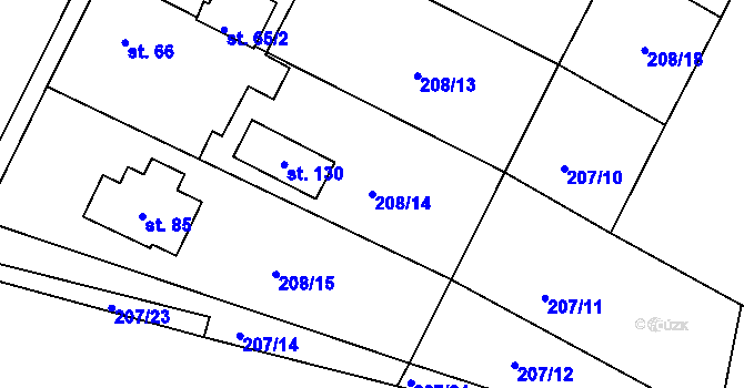 Parcela st. 208/14 v KÚ Rašovice u Nymburka, Katastrální mapa